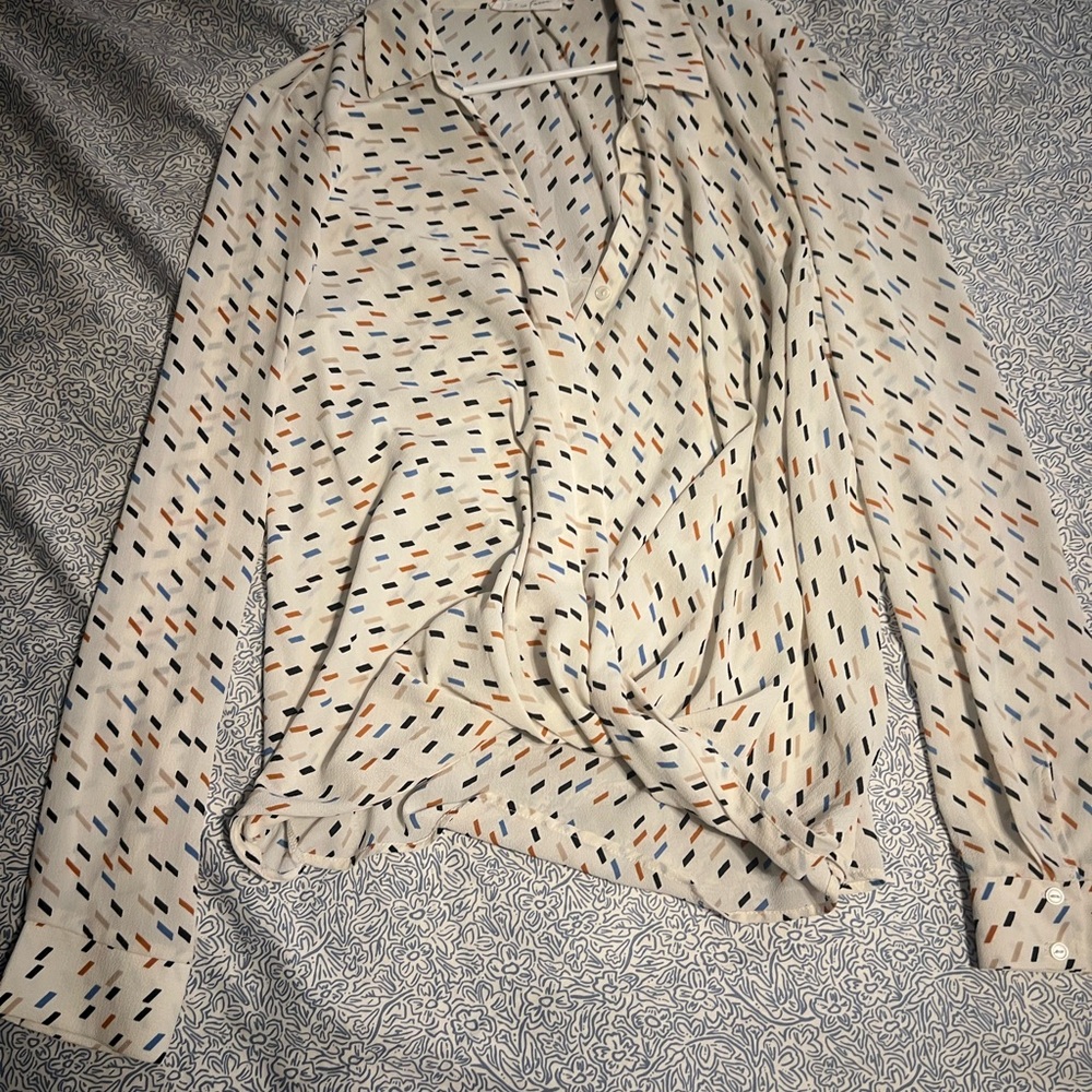 Women's Cream Patterned Blouse